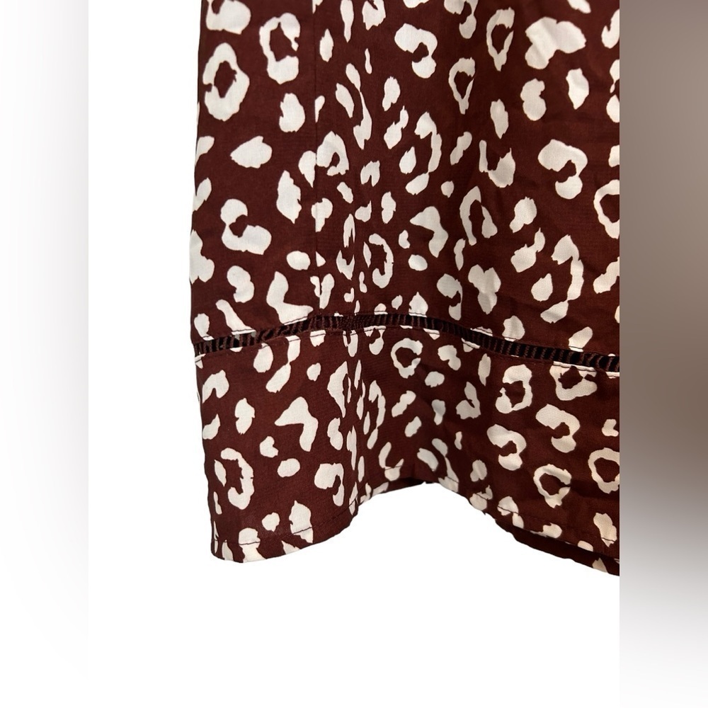 &merci Brown & White Leopard Ruffle Short Sleeve Swing Dress Size Large NWT - Picture 8 of 8